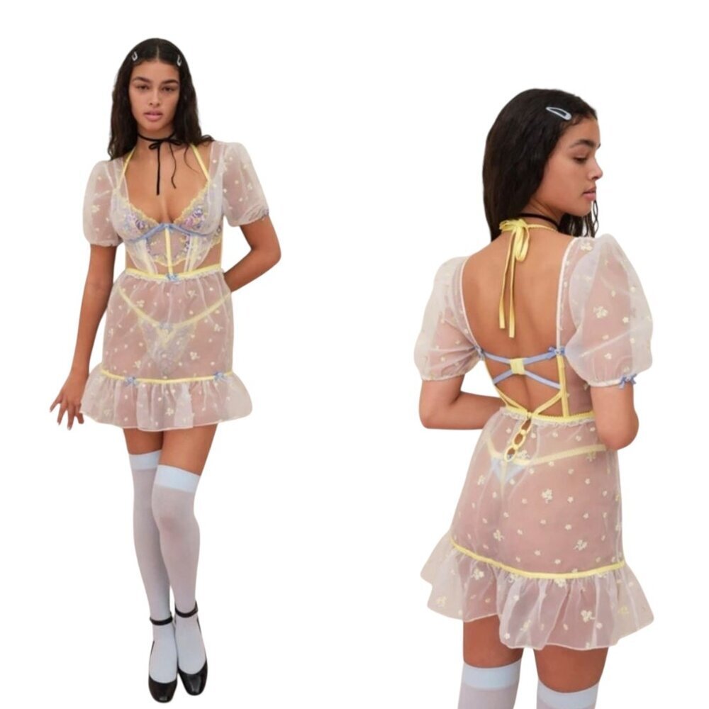 For Love & Lemons Lavender Meadows Sheer Corset Dress XXS NWT